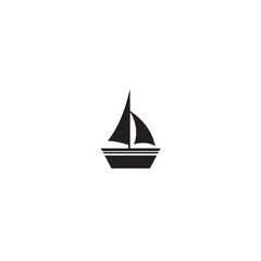 Boat Icon Symbol Black and White Illustration Nautical Ship Sail Marine Ocean Travel Vector