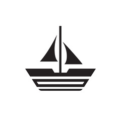 Boat Icon Symbol Black and White Illustration Nautical Ship Sail Marine Ocean Travel Vector