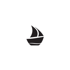 Boat Icon Symbol Black and White Illustration Nautical Ship Sail Marine Ocean Travel Vector