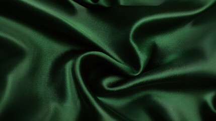 Obraz premium Close View of Dark Green Silk with Smooth Wavy Folds and Soft Gloss