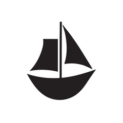 Boat Icon Symbol Black and White Illustration Nautical Ship Sail Marine Ocean Travel Vector