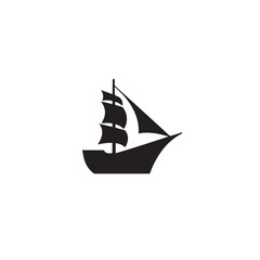 Boat Icon Symbol Black and White Illustration Nautical Ship Sail Marine Ocean Travel Vector