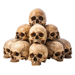 Pile of skulls isolated on transparent background