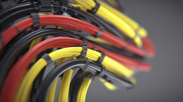 clean cable management art shot color coded wires perfectly aligned minimalistic illustration concept scene visual for commercial design use high detail quality stock image illustration concept scene 