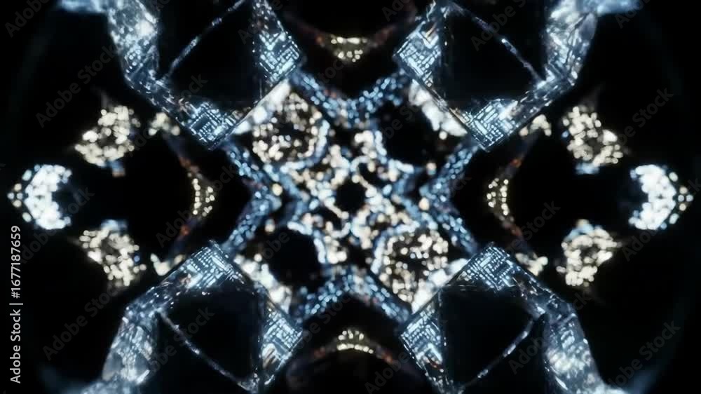 Aufkleber abstract technology tunnel with futuristic geometric design. dark background with sci-fi architectur