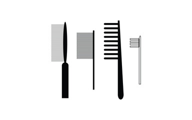 Hair combs and a toothbrush on on white background