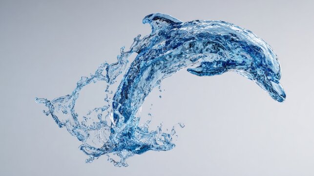Artistic Dolphin Made of Flowing Water Capturing Motion Purity and Natural Power