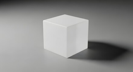 Fototapeta premium White Cube on Grey Surface