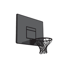 black vector various style Basketball hoop, basketball and goal, net, ring icon silhouettes