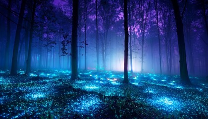 Fototapeta premium enchanted bioluminescent forest at night