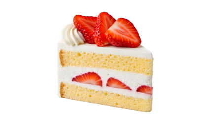 Closeup of a slice of strawberry shortcake.