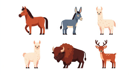 Obraz premium A set of wild animal silhouettes, including deer, horses, and elephants, is perfect for a vector design collection