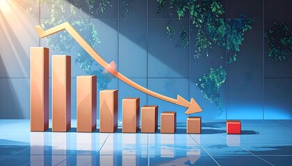 Declining Bar Graph, Falling Trend