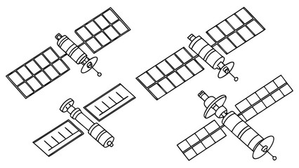 Vector art of multiple satellite communication technology