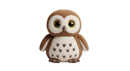 Cute brown owl plush toy with big eyes.