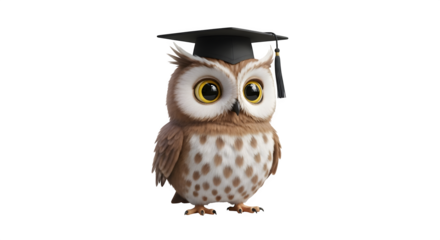 Cute Owl in Graduation Cap Focused on Academic Achievement.