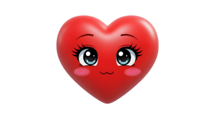 Cute red heart character with big expressive eyes and rosy cheeks.