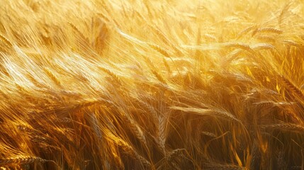 A golden field of waving wheat glimmers under sunlight, showcasing nature's beauty and agricultural abundance.