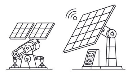 Vector art of solar panel system with robotic arm