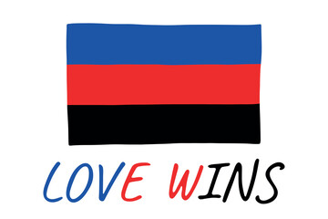 Colorful Polyamory pride flag Happy pride day LGBTQ community Pride Month Vector hand drawn doodle for posters, stickers, logo, cards