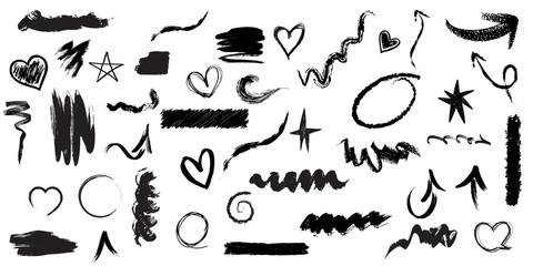 Set of hand drawn geometric shapes doodle, 