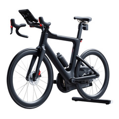A Sleek Black Indoor Cycling Bike Ready For An Intense Workout [Transparent Background PNG]