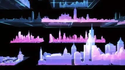 futuristic holographic cityscape digital network technology concept - Powered by Adobe