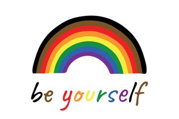 Colorful rainbow shape Gay pride flag Happy pride day LGBTQ community Pride Month Vector hand drawn doodle for posters, stickers, logo, cards