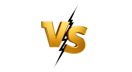 Golden VS Logo with Lightning Bolt for Competition.