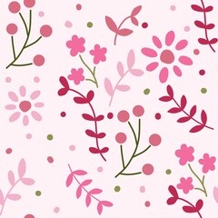 Seamless Floral Pattern with Colorful Flowers and Leaves – Decorative Nature Background