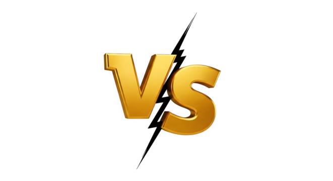 Golden VS Logo with Lightning Bolt for Competition.