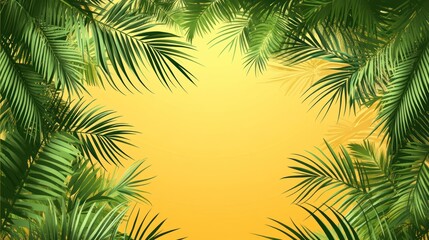 Tropical palm leaves frame design