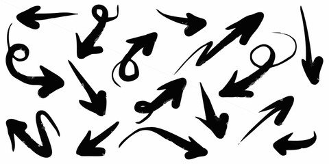 Hand drawn Arrows icons Set. ...