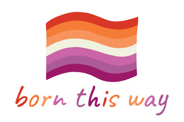 Colorful Lesbian pride flag Happy pride day LGBTQ community Pride Month Vector hand drawn doodle for posters, stickers, logo, cards