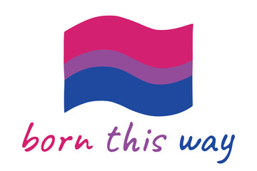 Colorful Bisexual pride flag Happy pride day LGBTQ community Pride Month Vector hand drawn doodle for posters, stickers, logo, cards