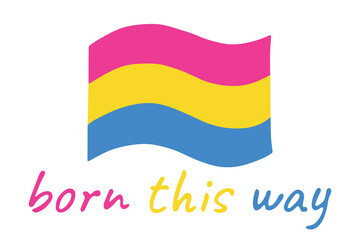 Colorful Pansexual pride flag Happy pride day LGBTQ community Pride Month Vector hand drawn doodle for posters, stickers, logo, cards