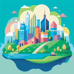 Modern Cityscape in a Green Landscape