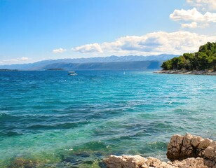 The Mediterranean coast, with clear blue waters. Generated with AI