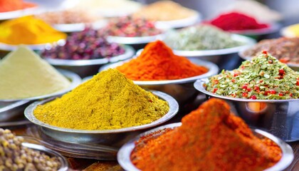 Colorful powder spices market. Generated with AI