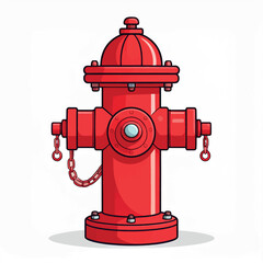 Fototapeta premium A vibrant red fire hydrant, detailed illustration, against a white background.