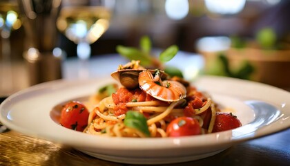 Seafood spaghetti. Generated with AI