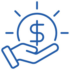 Income Outline Blue Icon
