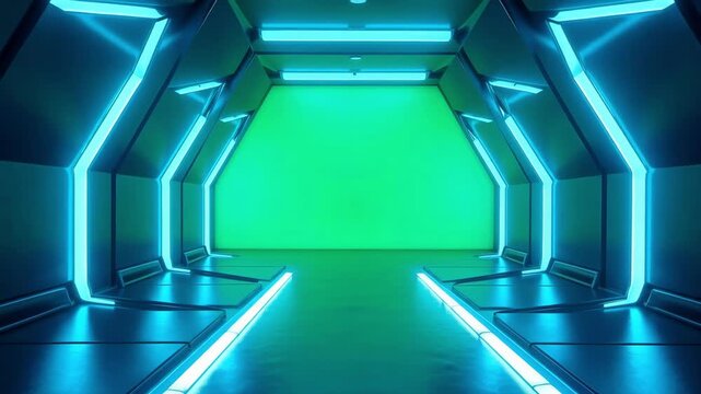 blue tunnel with light on green screen