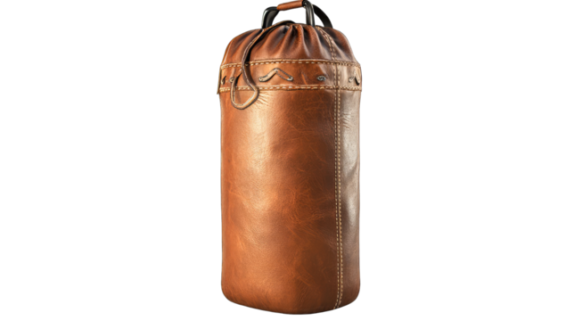 Brown leather punching bag
