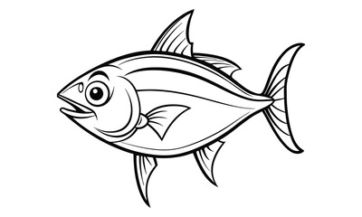 Fototapeta premium Tuna fish Kids vector line art and silhouette t shirt design, elegant detailed illustration, perfect for printable coloring pages, art therapy relaxation and stress relief activities.