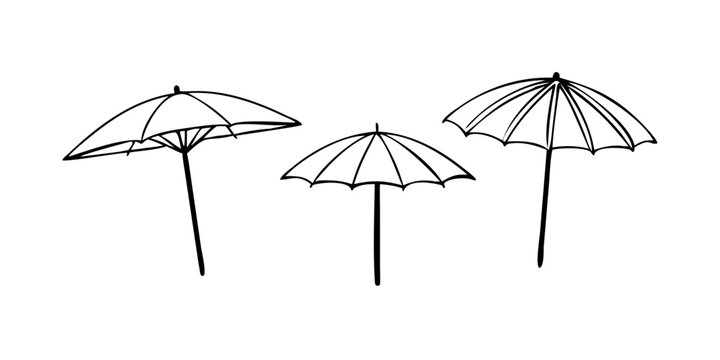 Vector art of three umbrellas of different sizes