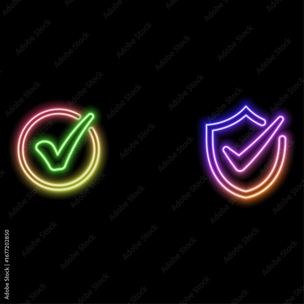 Aufkleber vector check mark check mark icon.neon style. perfect for app and web interfaces, infographics, pres