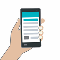 Hand Holding a Smartphone with a Form