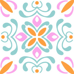 Tile seamless pattern design. With colourful motifs background.