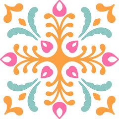 Tile seamless pattern design. With colourful motifs background.